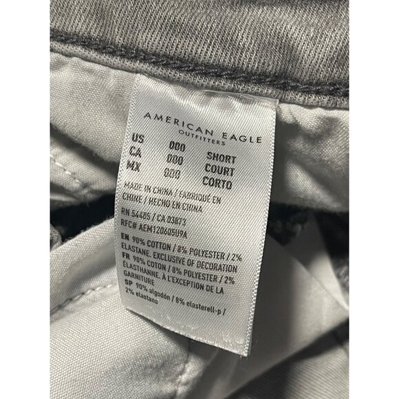 American Eagle High Rise Jegging Stretch Gray Distressed Denim Jeans 000 Short - Picture 7 of 7